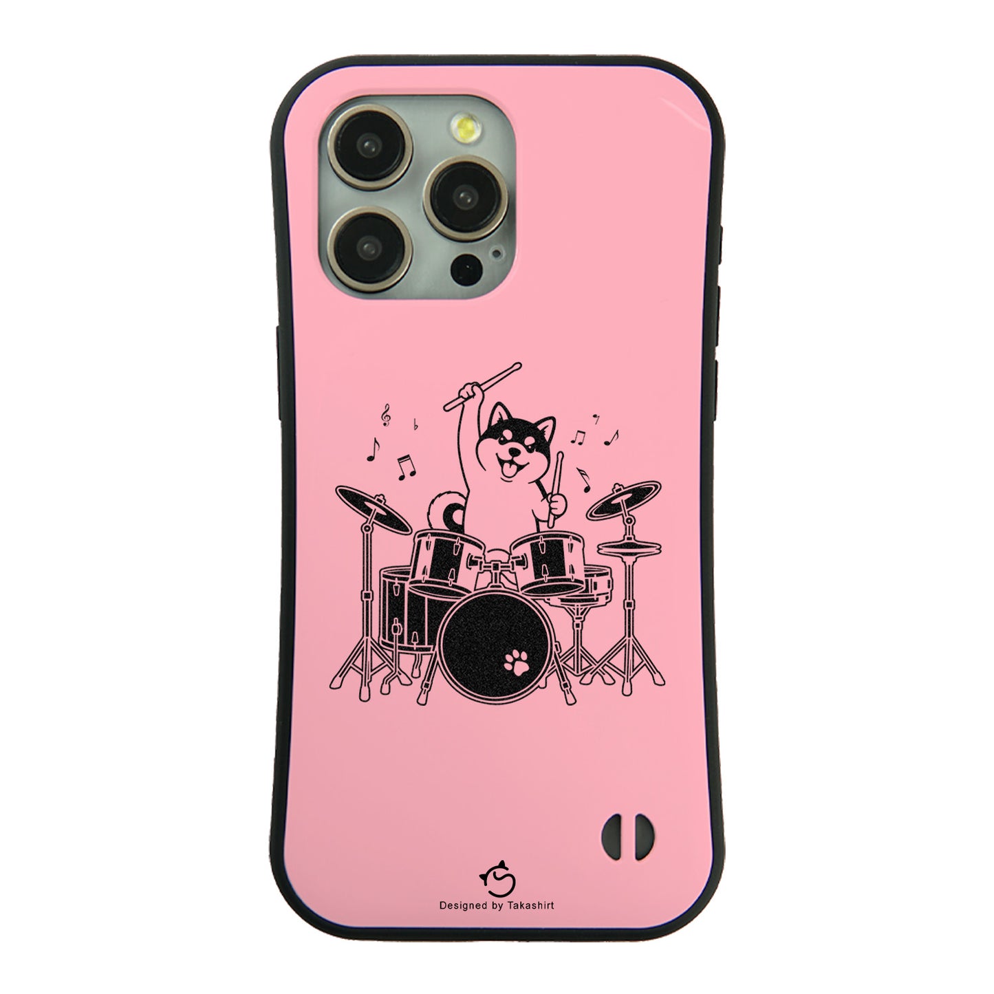 ケース いぬ 犬 イラスト  ドラムを叩く柴犬 柴犬 ケース iPhone8, SE2, SE3 ~ ケースiPhone17シリーズ