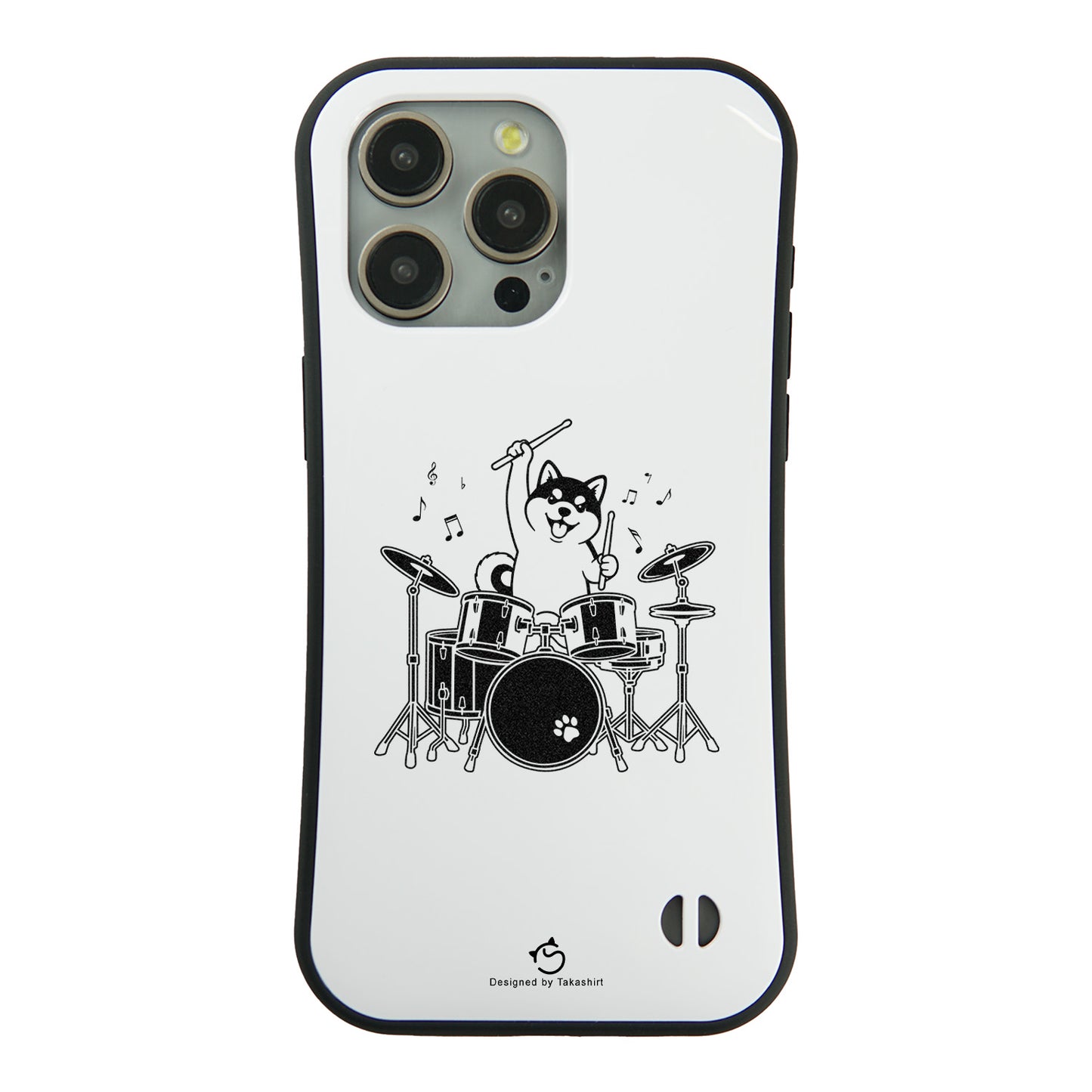 ケース いぬ 犬 イラスト  ドラムを叩く柴犬 柴犬 ケース iPhone8, SE2, SE3 ~ ケースiPhone17シリーズ