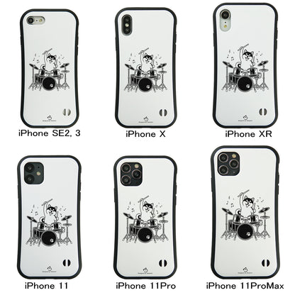 ケース いぬ 犬 イラスト  ドラムを叩く柴犬 柴犬 ケース iPhone8, SE2, SE3 ~ ケースiPhone17シリーズ