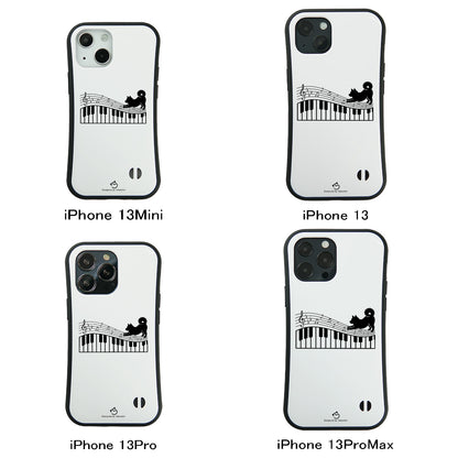 ケース いぬ 犬 イラスト犬  ピアノ鍵盤と音符犬 ケース iPhone8, SE2, SE3 ~ ケースiPhone17シリーズ