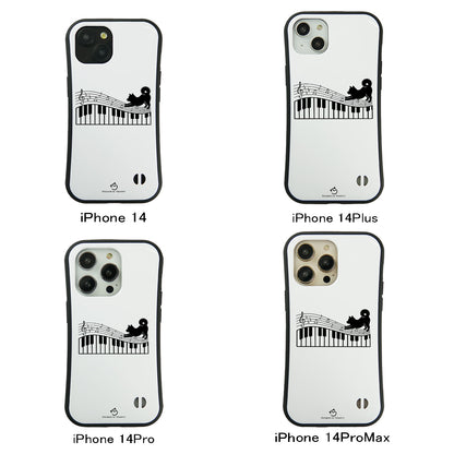 ケース いぬ 犬 イラスト犬  ピアノ鍵盤と音符犬 ケース iPhone8, SE2, SE3 ~ ケースiPhone17シリーズ
