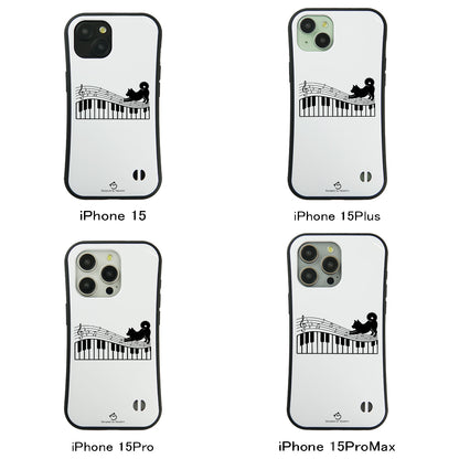 ケース いぬ 犬 イラスト犬  ピアノ鍵盤と音符犬 ケース iPhone8, SE2, SE3 ~ ケースiPhone17シリーズ