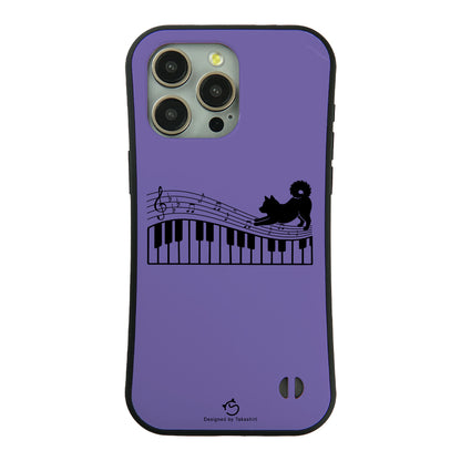 ケース いぬ 犬 イラスト犬  ピアノ鍵盤と音符犬 ケース iPhone8, SE2, SE3 ~ ケースiPhone17シリーズ