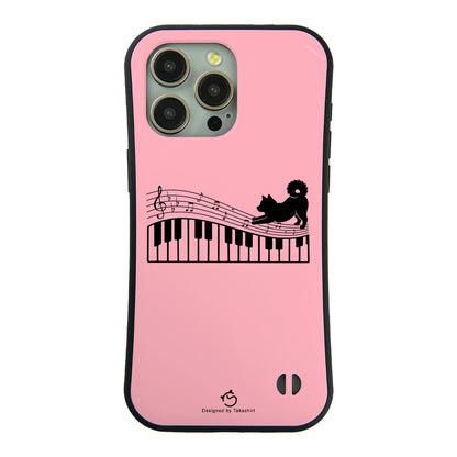 ケース いぬ 犬 イラスト犬  ピアノ鍵盤と音符犬 ケース iPhone8, SE2, SE3 ~ ケースiPhone17シリーズ