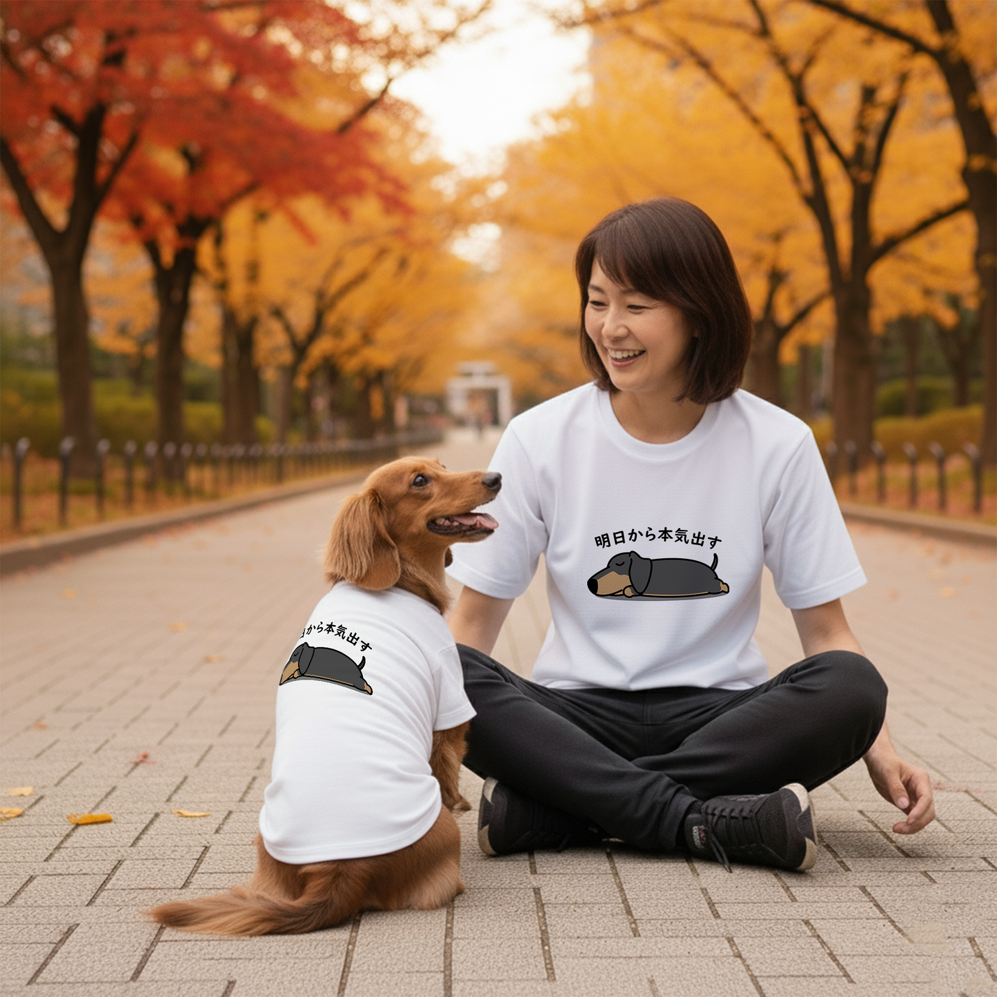 【犬種選べる・名前入れ可能】明日から本気だす 犬用Tシャツ 犬服｜綿100%・小型～中型犬