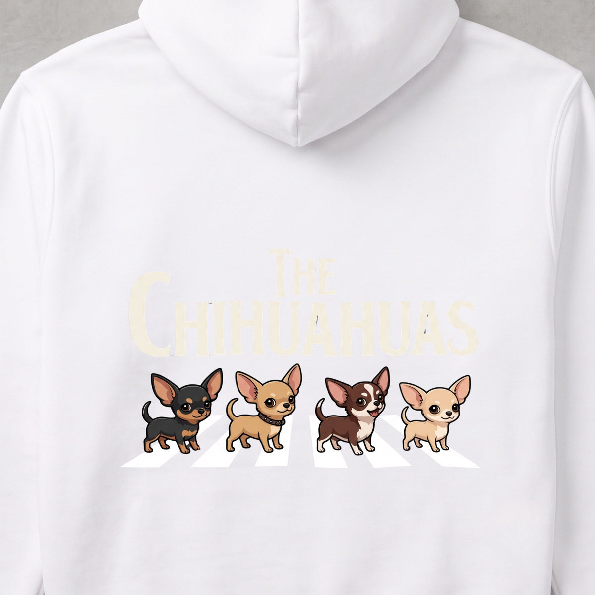 ホワイトのチワワ バックプリント フーディー