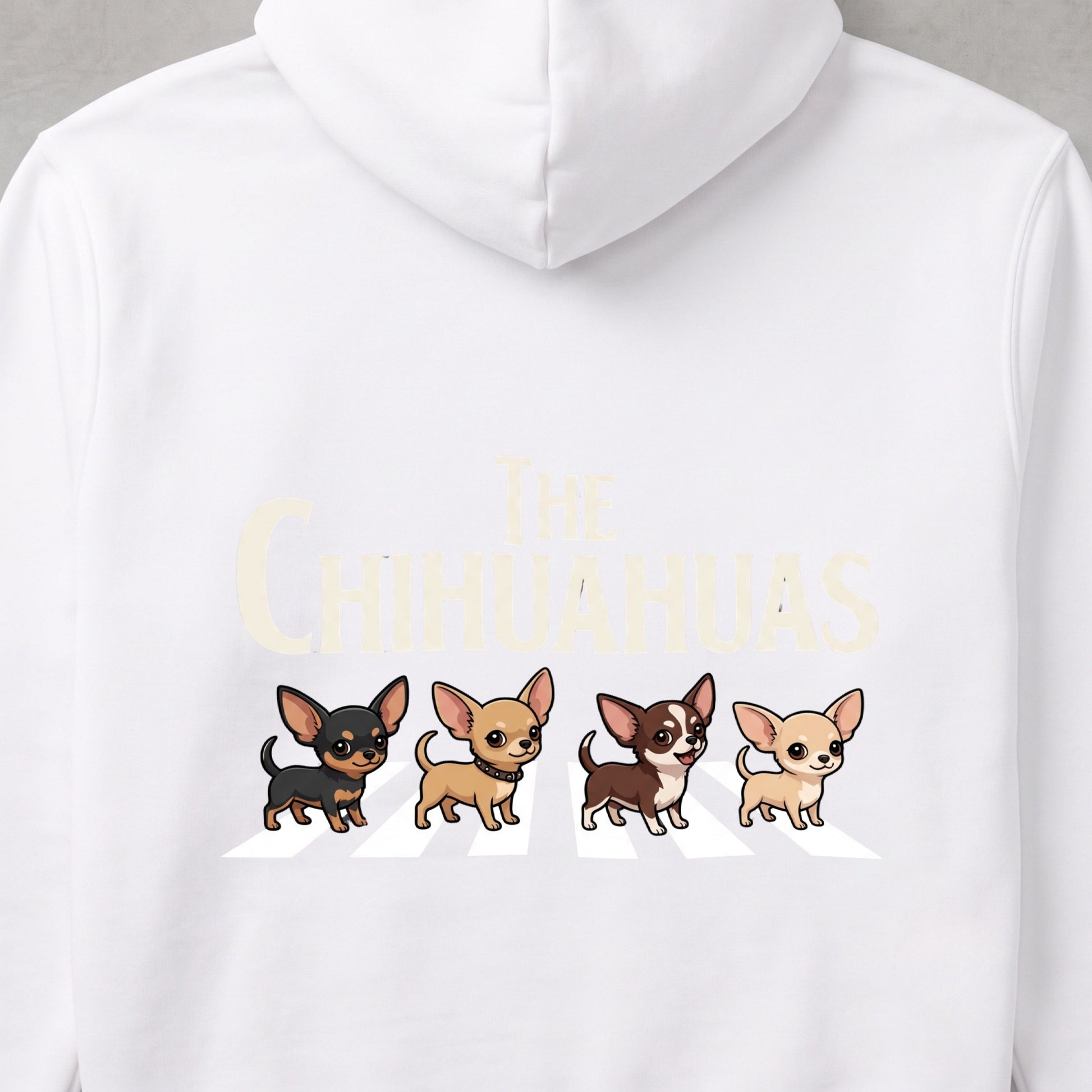 ホワイトのチワワ バックプリント フーディー