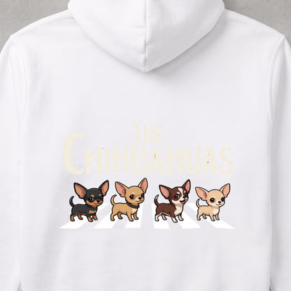 ホワイトのチワワ バックプリント フーディー