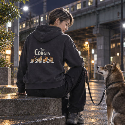ブラックのコーギー バックプリント 着用イメージ