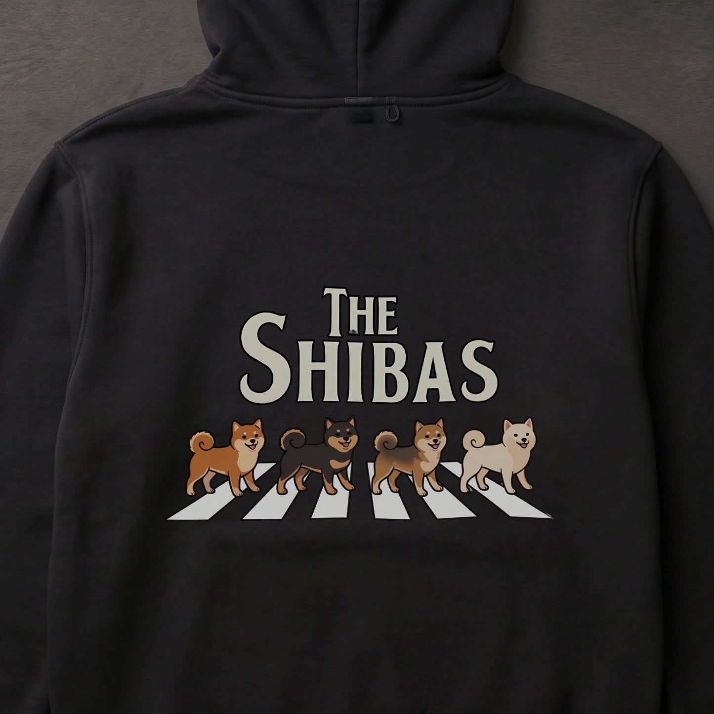 ブラックの柴犬 バックプリント フーディー