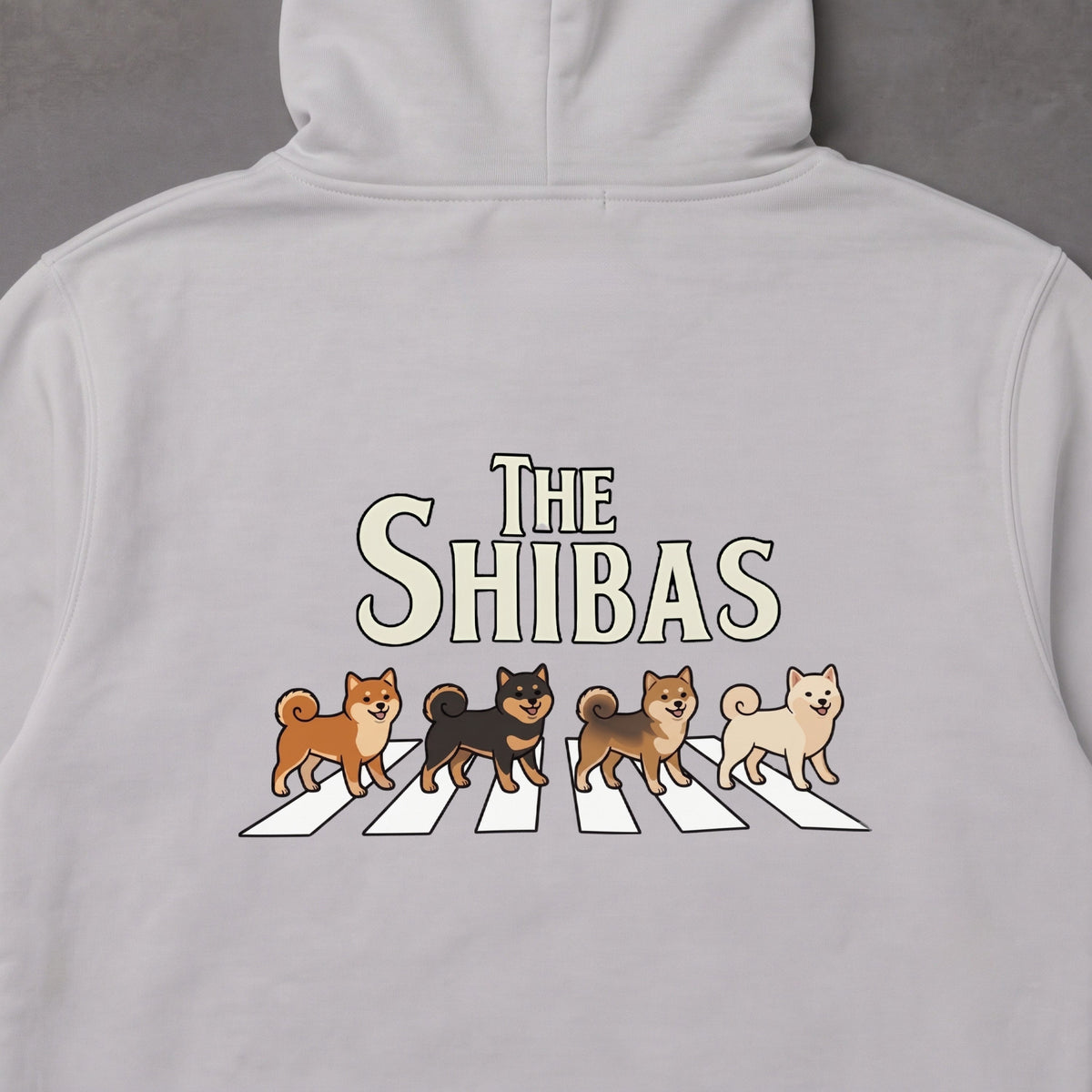 グレーの柴犬 バックプリント フーディー