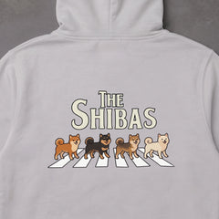 グレーの柴犬 バックプリント フーディー