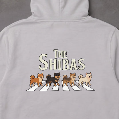 グレーの柴犬 バックプリント フーディー