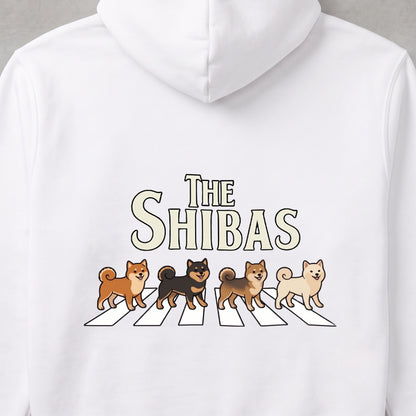 ホワイトの柴犬 バックプリント フーディー