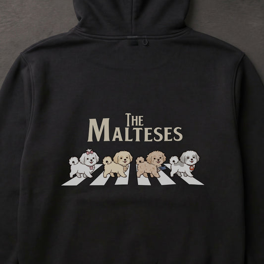 ブラックのマルチーズ バックプリント フーディー