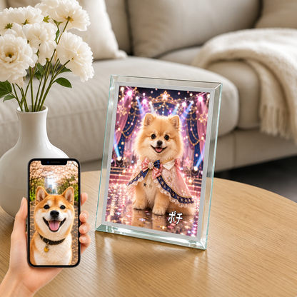 愛犬 写真入り 名入れ ガラスフォトパネル アイドルステージ犬
