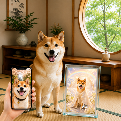 愛犬 写真入り 名入れ ガラスフォトパネル 虹の橋 メモリアル うちの子