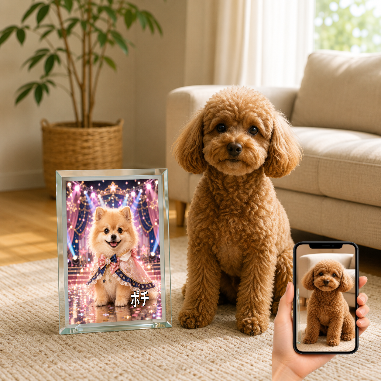 愛犬 写真入り 名入れ ガラスフォトパネル アイドルステージ犬