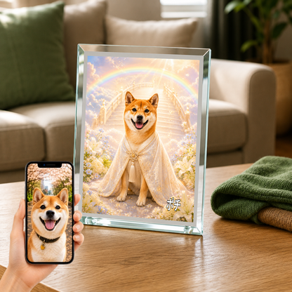 愛犬 写真入り 名入れ ガラスフォトパネル 虹の橋 メモリアル うちの子