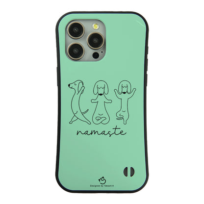ケース いぬ 犬 イラスト  Namaste ダックスフンド ヨガケース iPhone8, SE2, SE3 ~ ケースiPhone17シリーズ