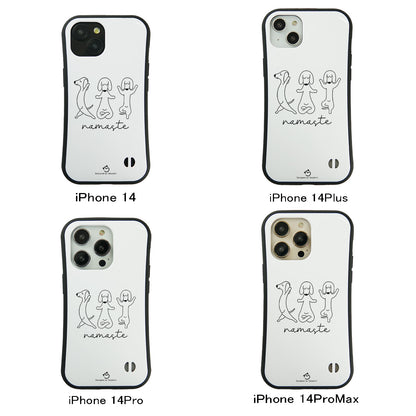 ケース いぬ 犬 イラスト  Namaste ダックスフンド ヨガケース iPhone8, SE2, SE3 ~ ケースiPhone17シリーズ