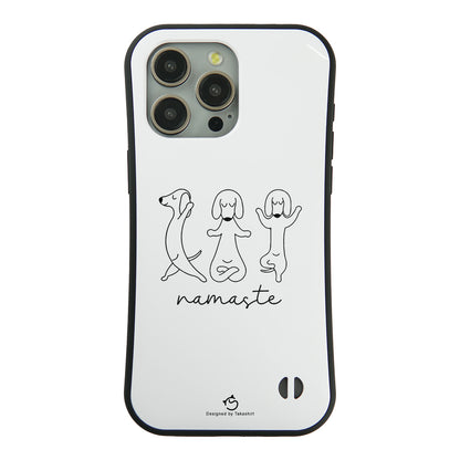 ケース いぬ 犬 イラスト  Namaste ダックスフンド ヨガケース iPhone8, SE2, SE3 ~ ケースiPhone17シリーズ
