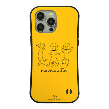 ケース いぬ 犬 イラスト  Namaste ダックスフンド ヨガケース iPhone8, SE2, SE3 ~ ケースiPhone17シリーズ