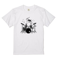 ドラムを叩く柴犬 柴犬Tシャツ | 音楽好き・犬好きに人気