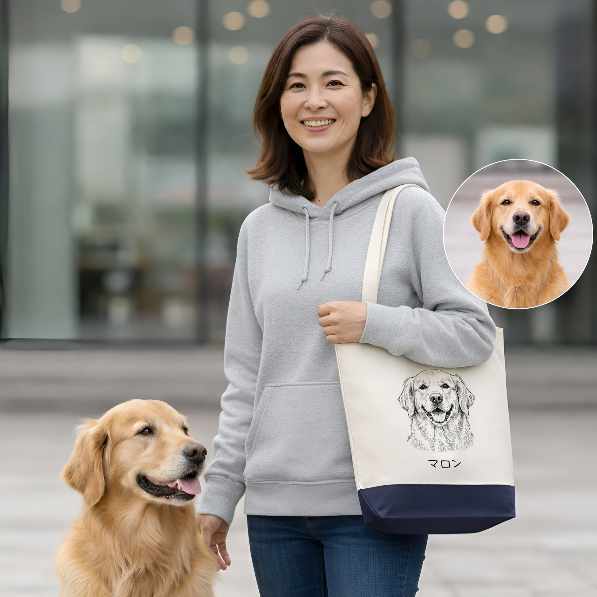専用ご案内中うちの子トートバッグ大♡ハーフ ミックス ネーム入り UCHINOKO LINE TOTE（3匹ver） | IAMR おしゃれなうちの子グッズSHOP