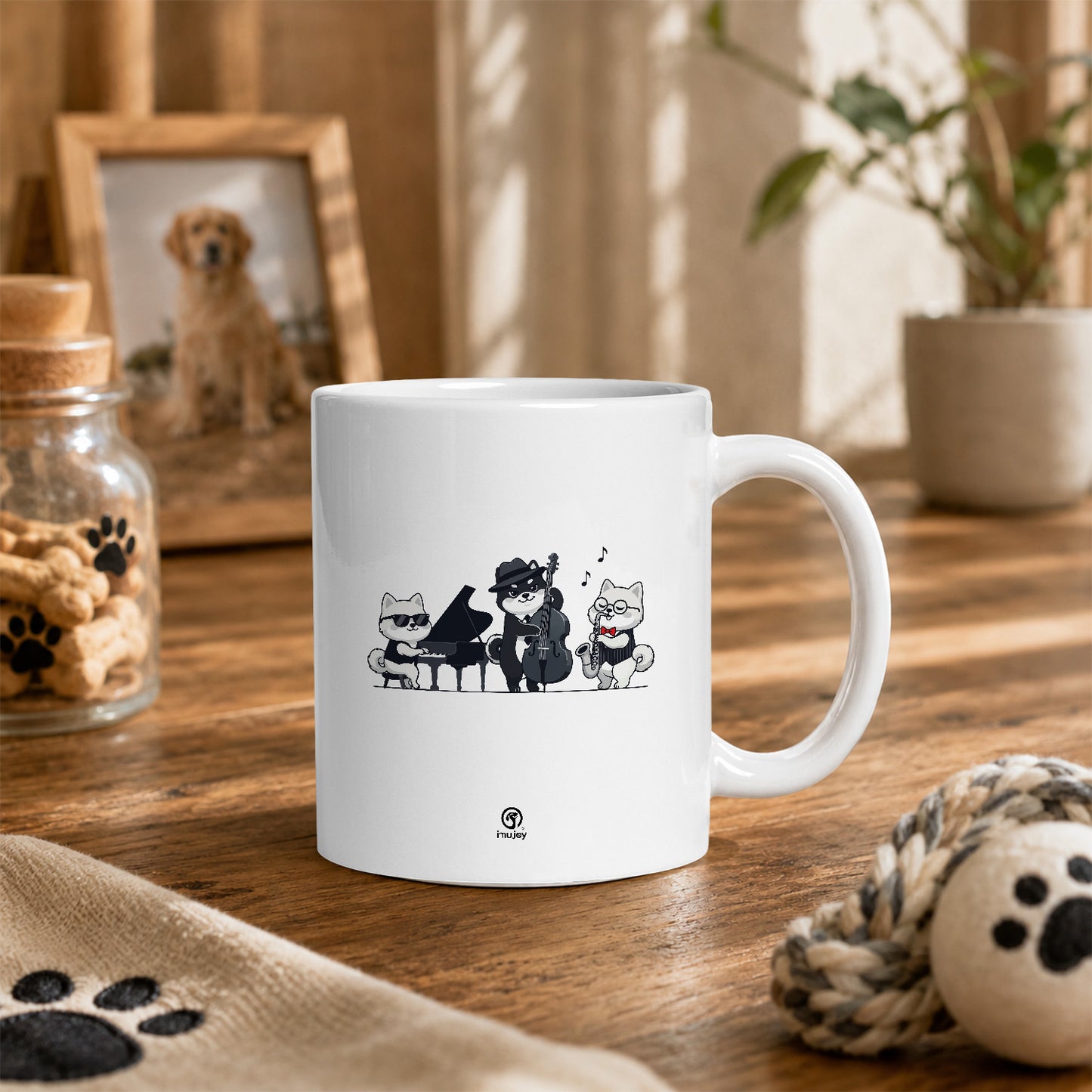 マグカップ 犬イラスト かわいい  犬ジャズバンド ポメラニアン ｜犬好きにおすすめの面白い犬グッズ プレゼントにも最適