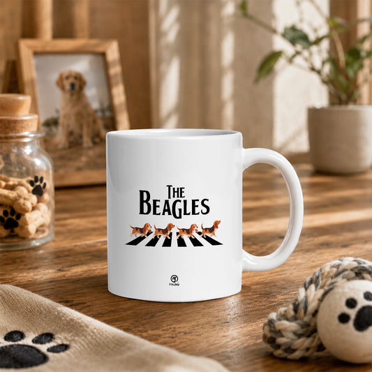 マグカップ 犬イラスト かわいい   BEAGLES ビーグル犬 横断歩道グラフィック ｜犬好きにおすすめの面白い犬グッズ プレゼントにも最適
