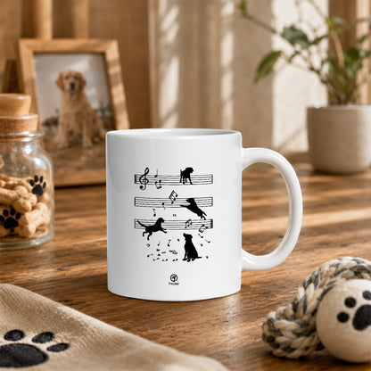 マグカップ 犬イラスト かわいい  音符と踊る犬 ｜犬好きにおすすめの面白い犬グッズ プレゼントにも最適
