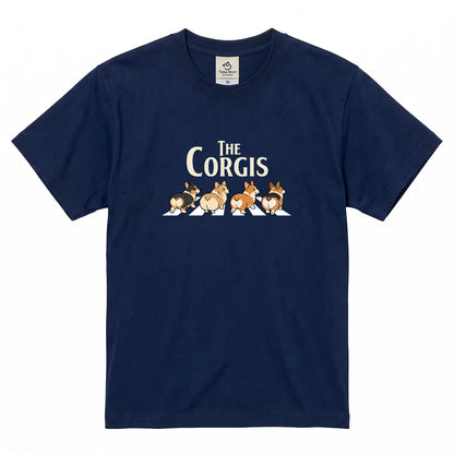 THE CORGIS | コーギー 横断歩道 ゆるかわパロディTシャツ【犬好き・愛犬家・ギフトに最適】