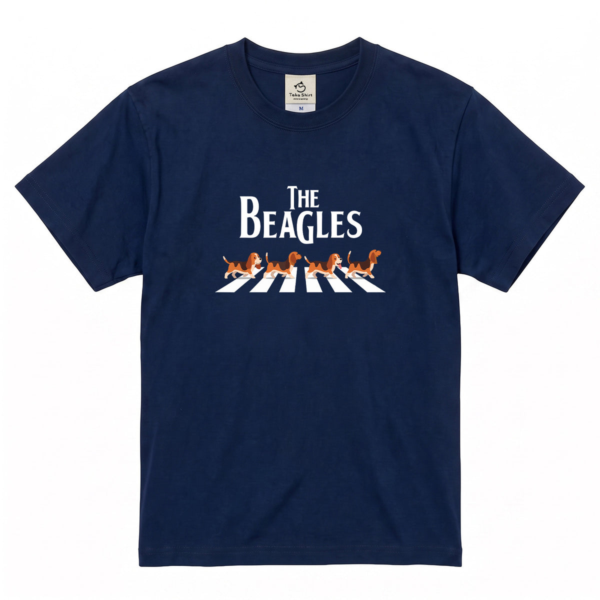 BEAGLES ビーグル犬 横断歩道グラフィック Tシャツ | アウトドア・キャンプ・愛犬とお出かけTシャツ