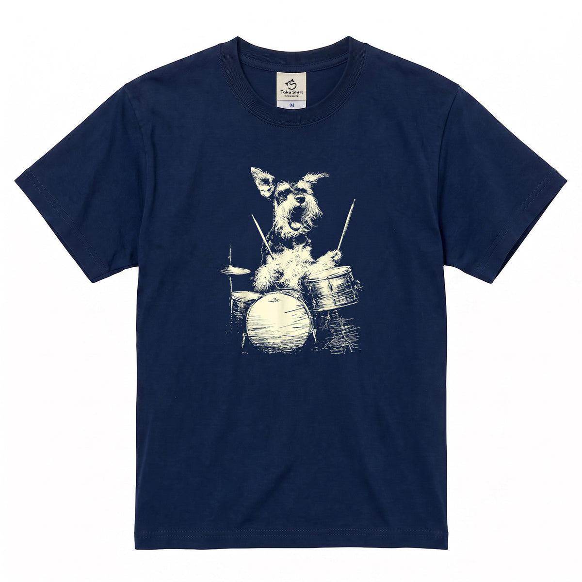 シュナウザー ドラム Tシャツ｜愛犬・音楽好き・ロック・イラスト・かっこいいに人気