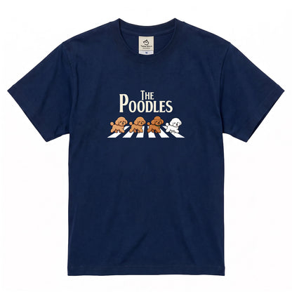 THE POODLES | プードル 横断歩道 ゆるかわパロディTシャツ【犬好き・犬服お揃い・ギフトに最適】