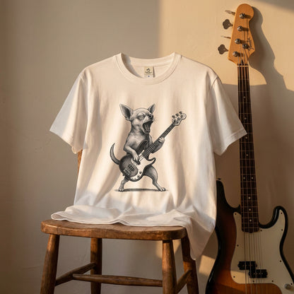 チワワ ベース ギター Tシャツ｜犬好き・ベーシスト・バンド・可愛い・面白い・音楽好きに人気