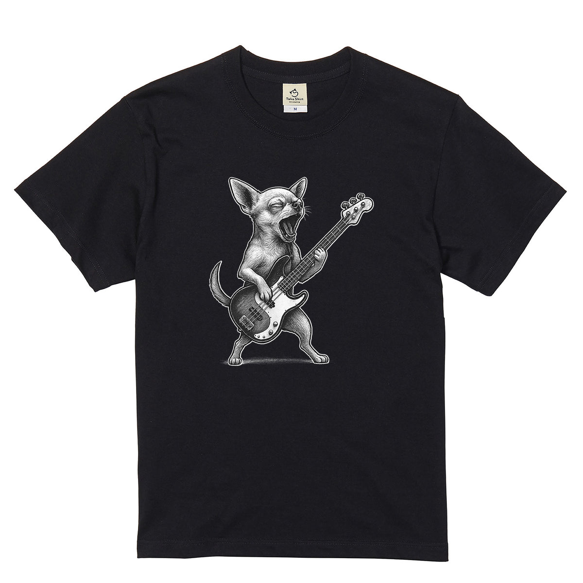 チワワ ベース ギター Tシャツ｜犬好き・ベーシスト・バンド・可愛い・面白い・音楽好きに人気