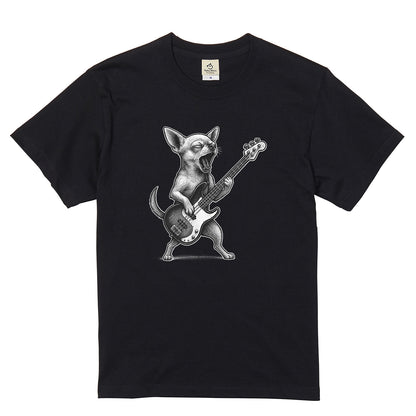 チワワ ベース ギター Tシャツ｜犬好き・ベーシスト・バンド・可愛い・面白い・音楽好きに人気