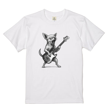 チワワ ベース ギター Tシャツ｜犬好き・ベーシスト・バンド・可愛い・面白い・音楽好きに人気