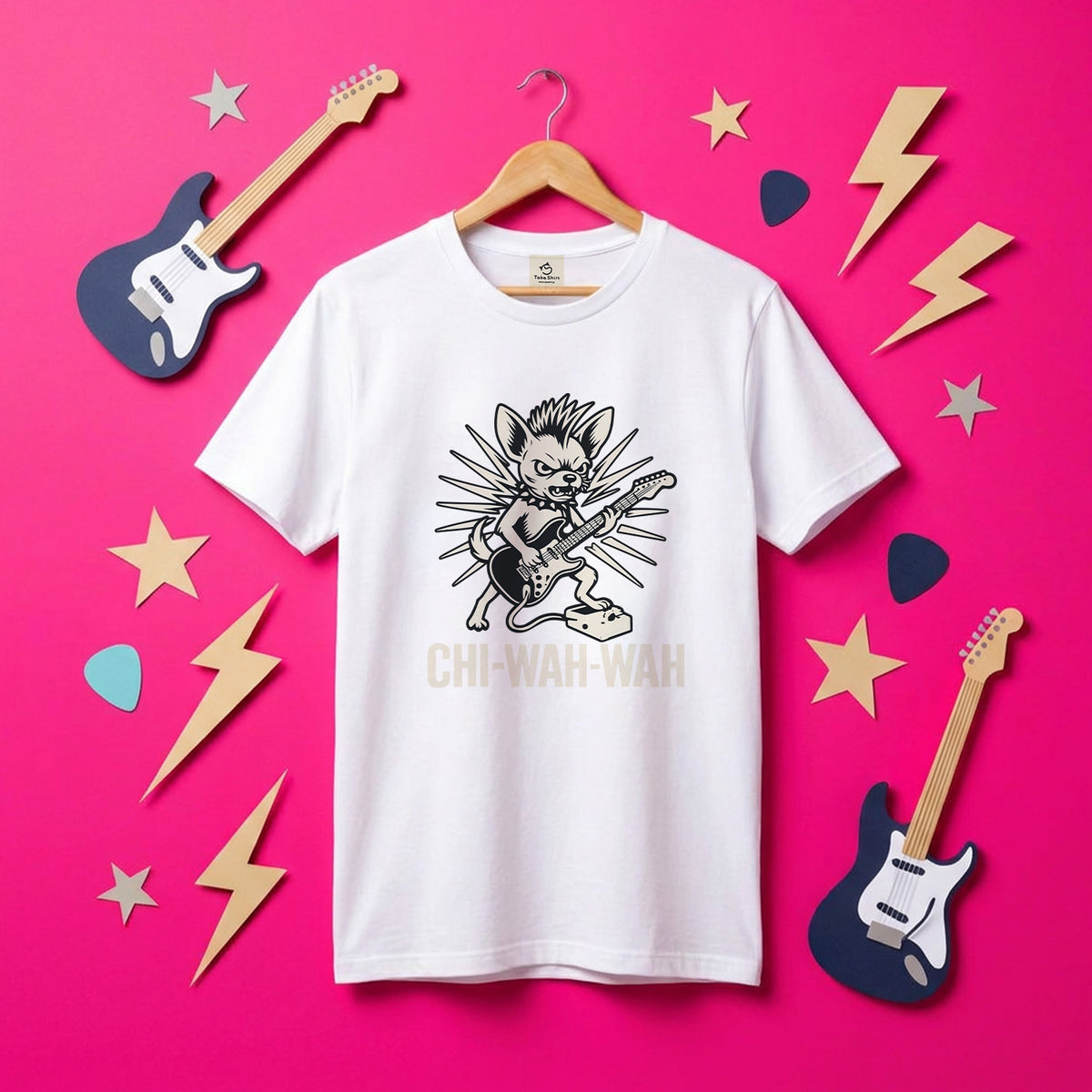Chi-Wah-Wah チワワ ロック ギター Tシャツ｜犬好き・ロック好き・エレキギター・面白い・かっこいいに人気