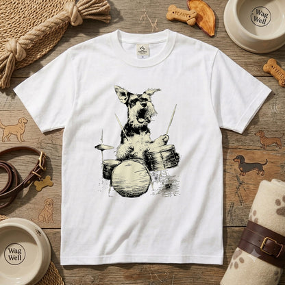 シュナウザー ドラム Tシャツ｜愛犬・音楽好き・ロック・イラスト・かっこいいに人気