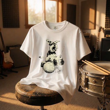 シュナウザー ドラム Tシャツ｜愛犬・音楽好き・ロック・イラスト・かっこいいに人気