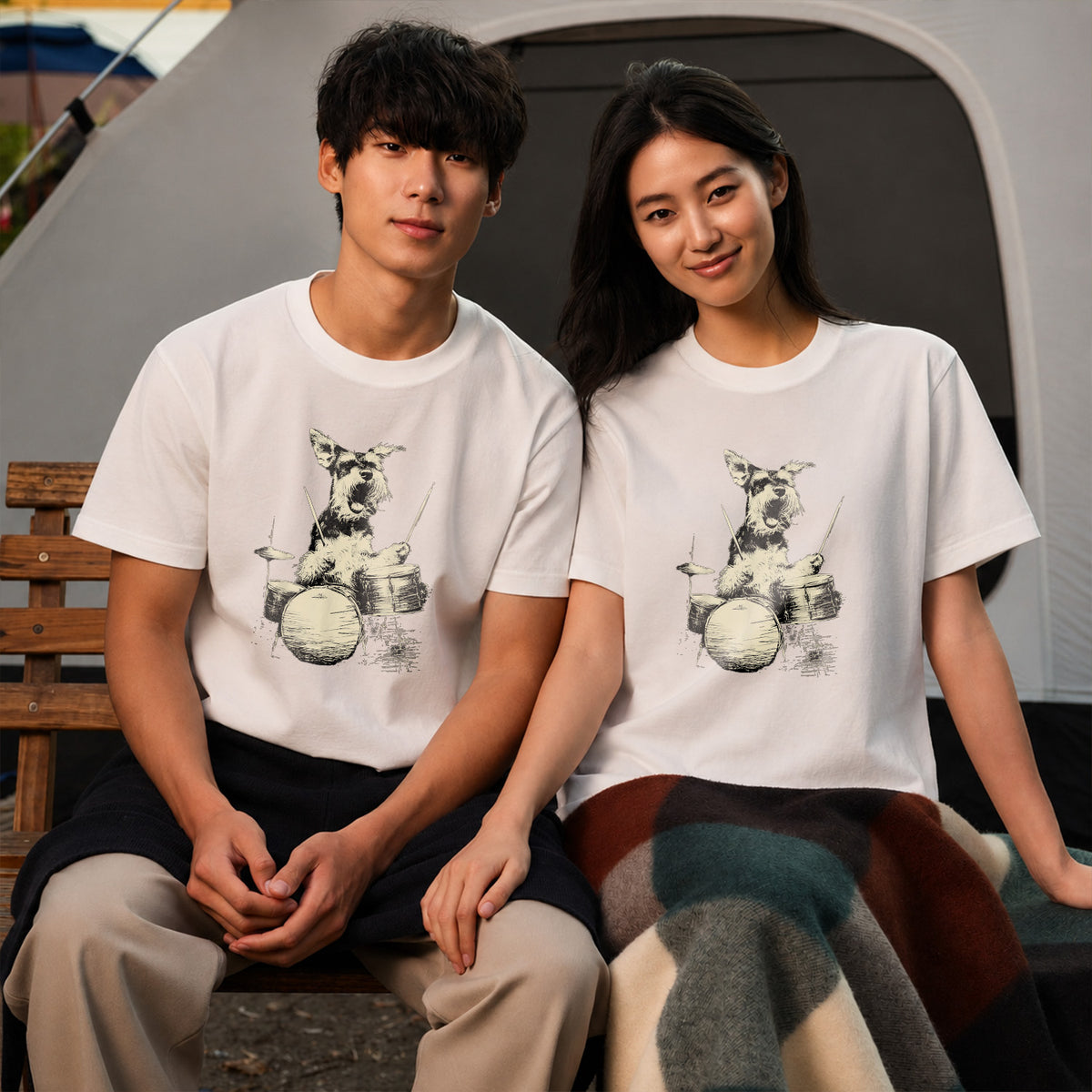 シュナウザー ドラム Tシャツ｜愛犬・音楽好き・ロック・イラスト・かっこいいに人気