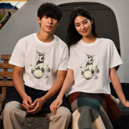 シュナウザー ドラム Tシャツ｜愛犬・音楽好き・ロック・イラスト・かっこいいに人気