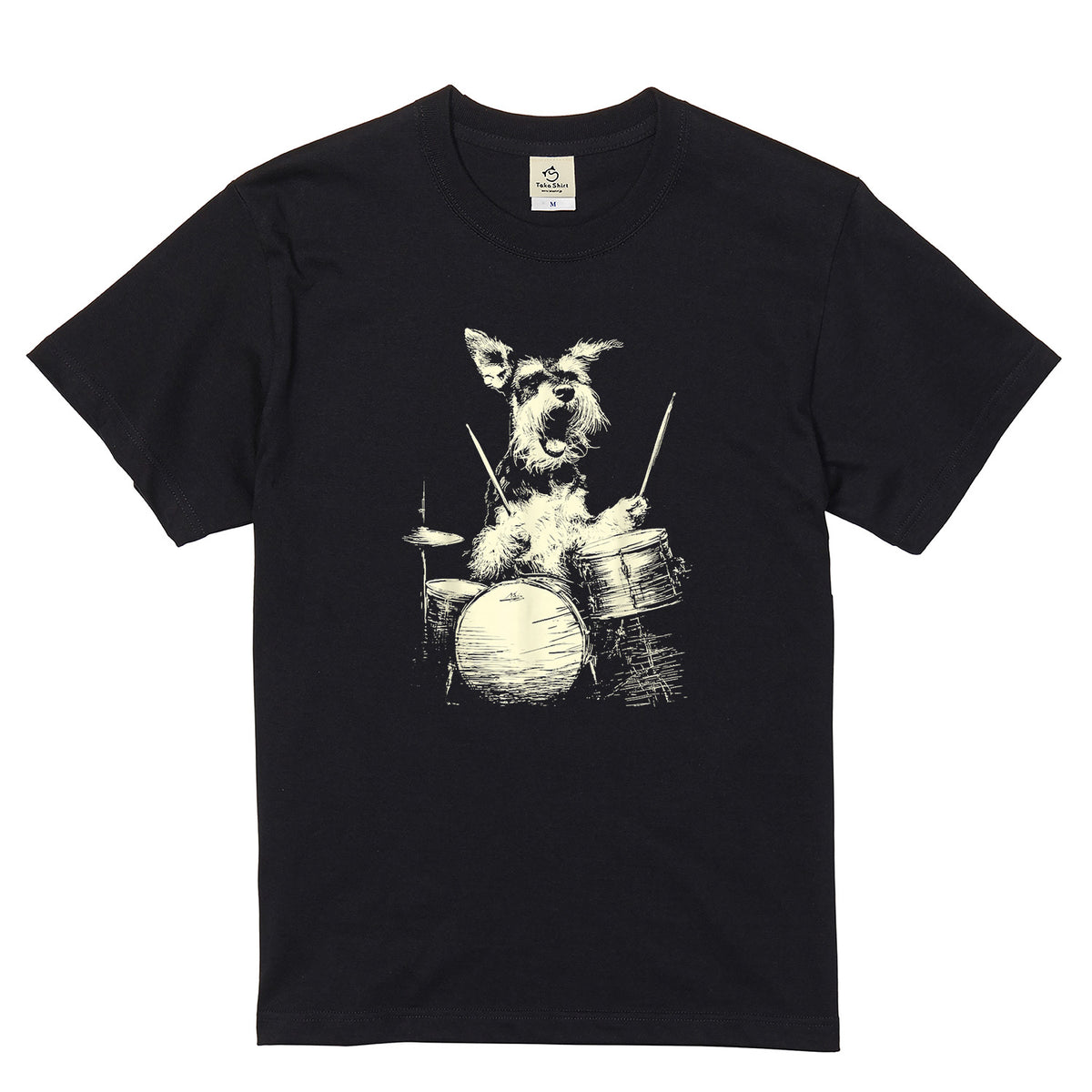 シュナウザー ドラム Tシャツ｜愛犬・音楽好き・ロック・イラスト・かっこいいに人気