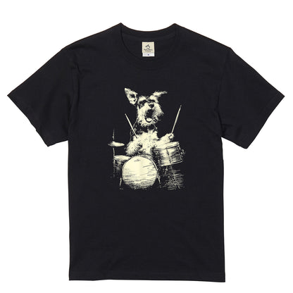 シュナウザー ドラム Tシャツ｜愛犬・音楽好き・ロック・イラスト・かっこいいに人気