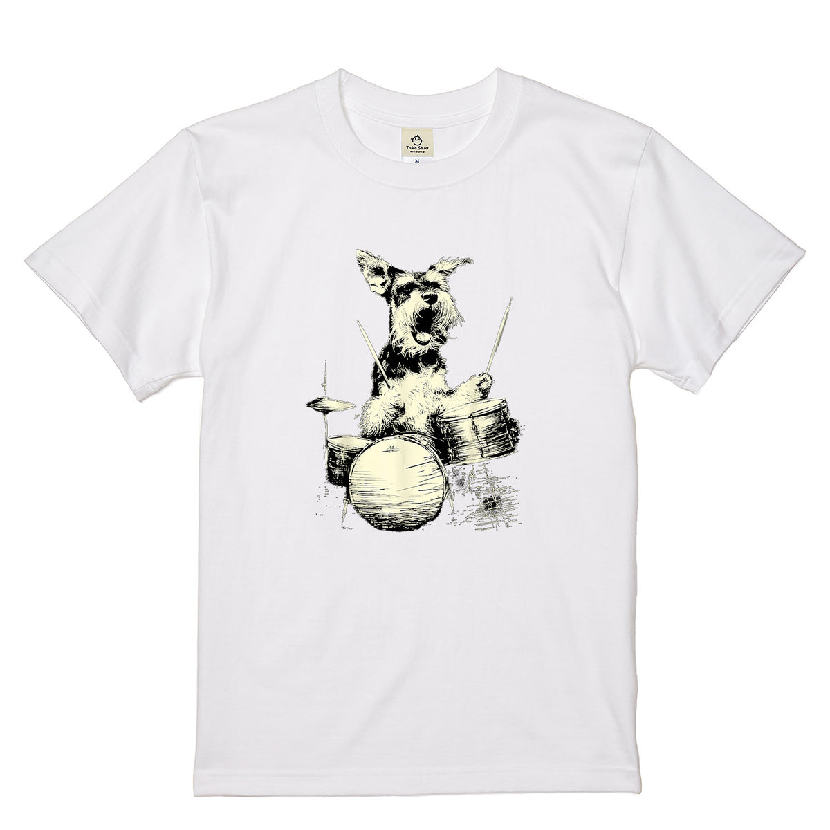 シュナウザー ドラム Tシャツ｜愛犬・音楽好き・ロック・イラスト・かっこいいに人気