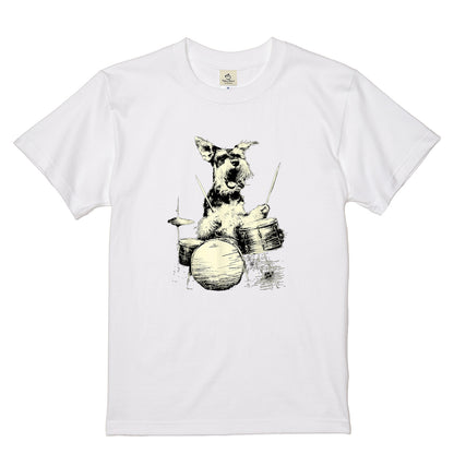シュナウザー ドラム Tシャツ｜愛犬・音楽好き・ロック・イラスト・かっこいいに人気