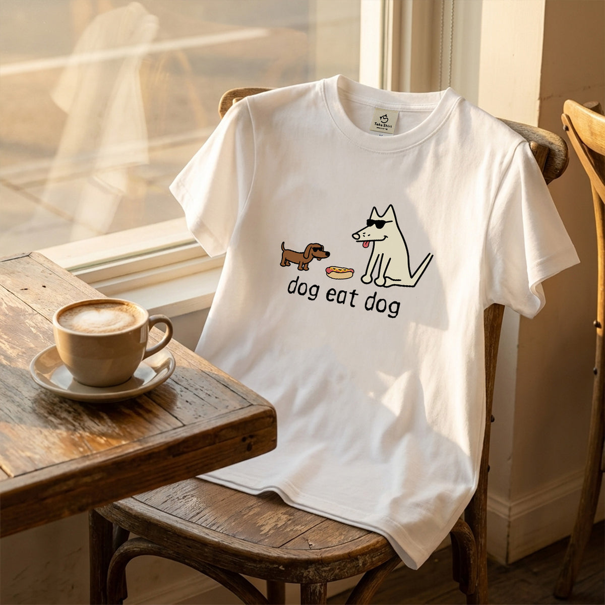 面白い 犬 Tシャツ dog eat dog ダックスフンド かわいい シュール イラスト 犬好き ギフト 人気